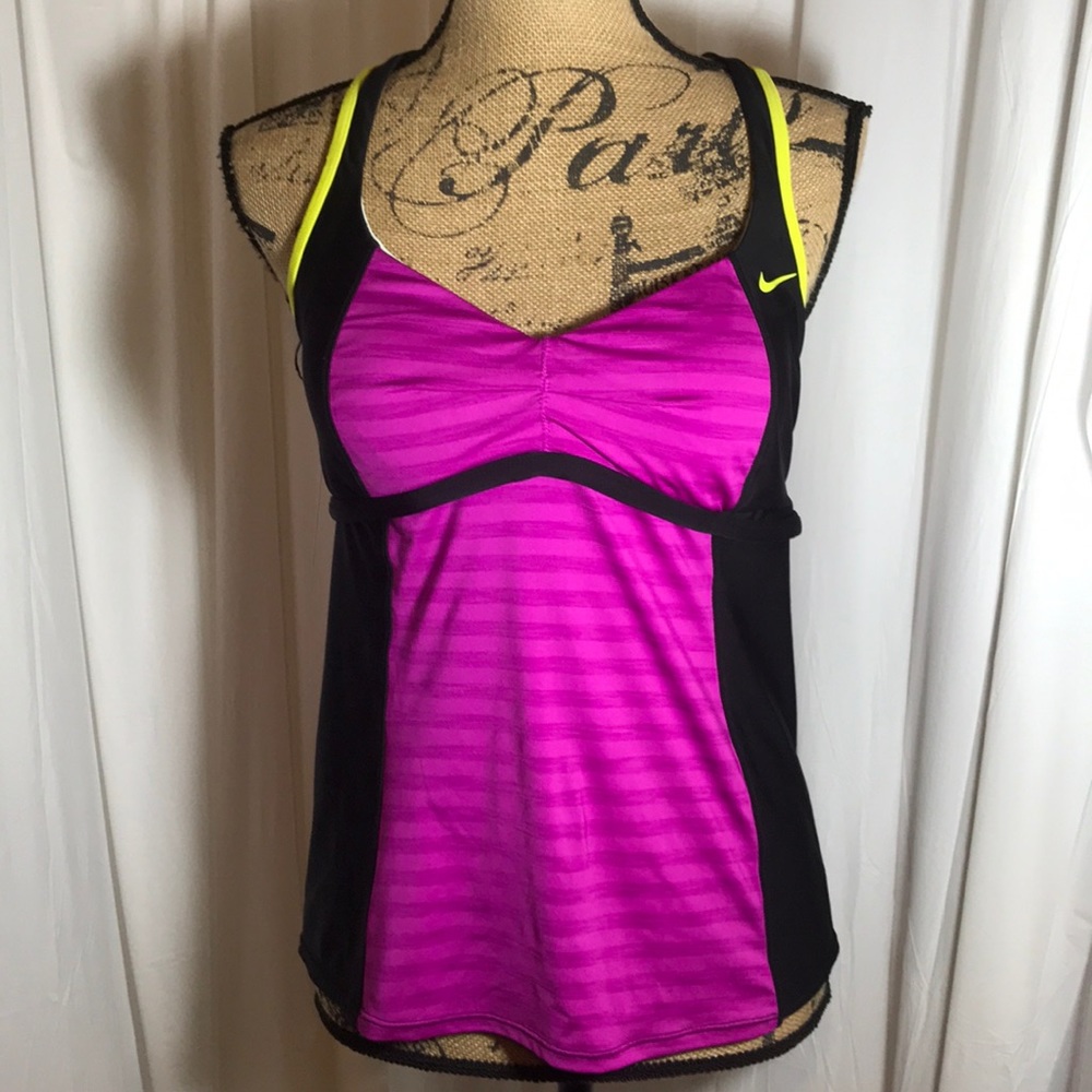 Nike Purple Black Bra Workout Tank Top Athletic 12